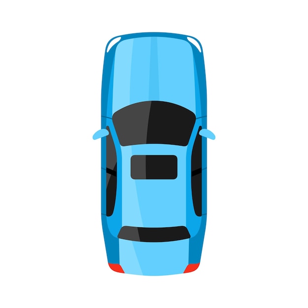 Blue car top view vector illustration Sedan car illustration