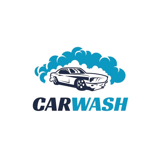 Blue car wash auto detailing logo