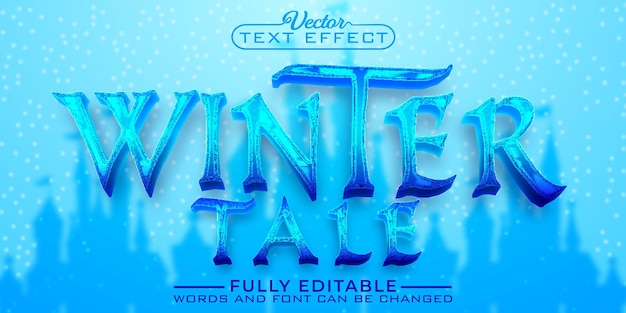 Blue Cartoon Winter Tale Vector Editable Text Effect Template