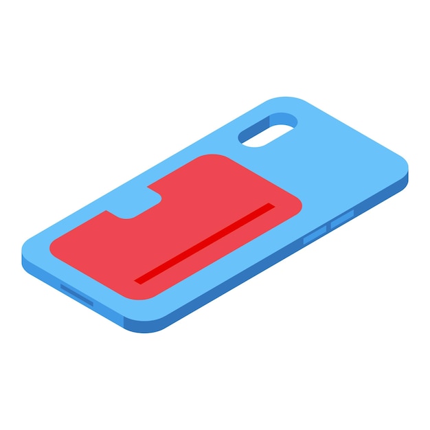 Vector blue case icon isometric vector smart cellphone cell protect