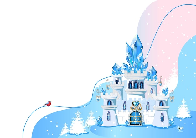 Vector blue castle with crystals