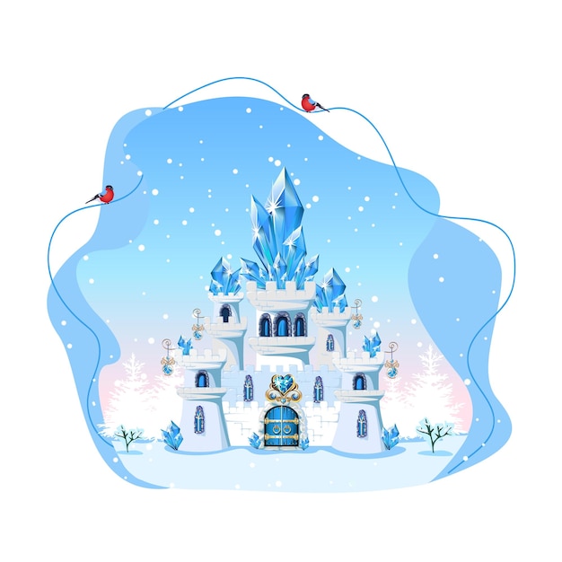 blue castle with crystals