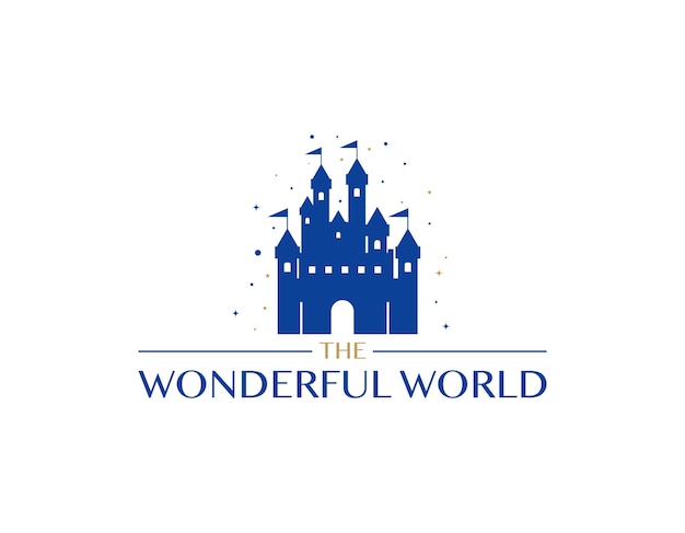 Vector blue castle wonderland logo design template