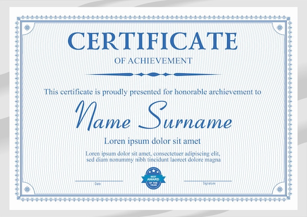 Blue certificate template