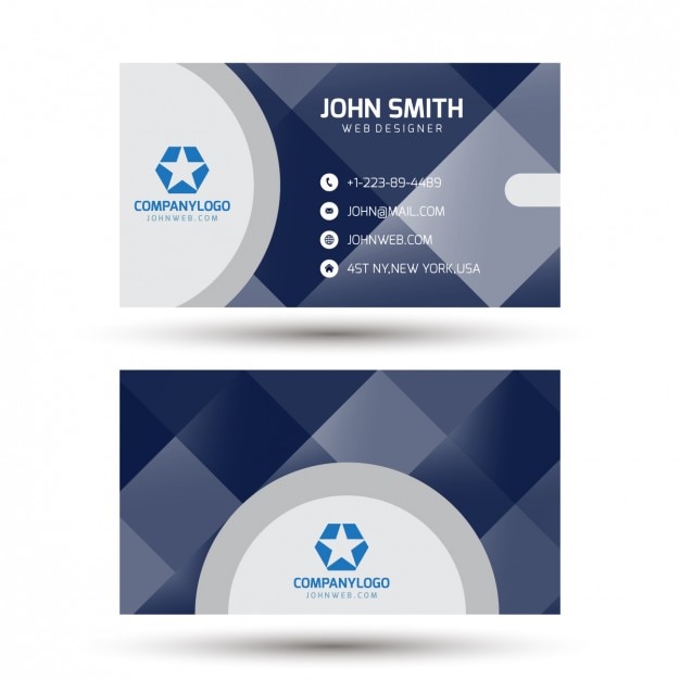 Vector blue checkered business card