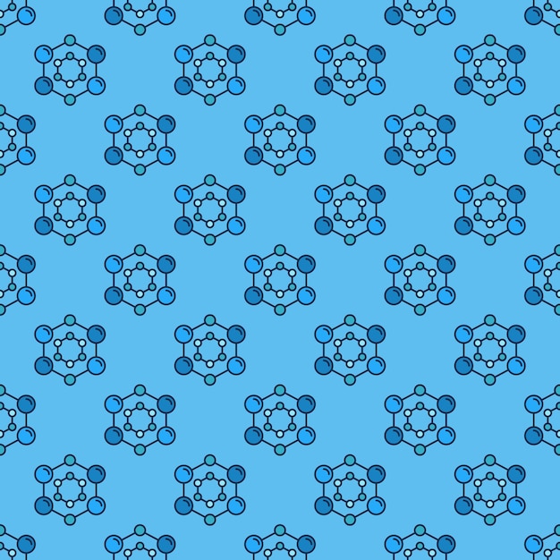 Blue Chemical Formula concept colored vector Seamless Pattern