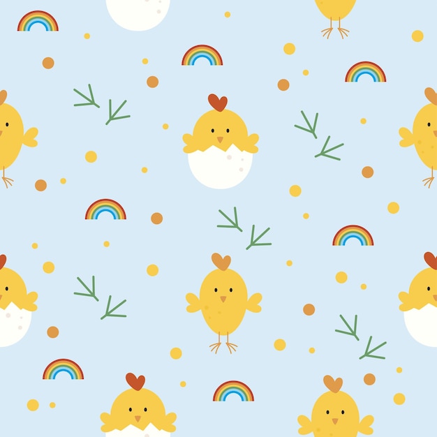 blue chick vector seamless flat pattern