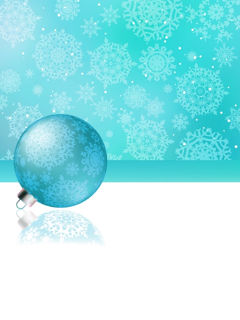 Vettore fondo astratto di natale blu con fiocchi di neve freschi e decorazioni natalizie.