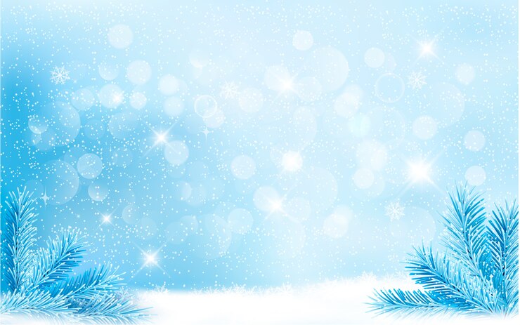 Vector blue christmas achtergrond met takken en sneeuwvlokken