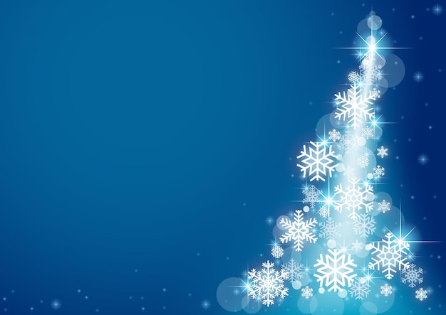 Blue Christmas Background with a Flare and Snowflakes