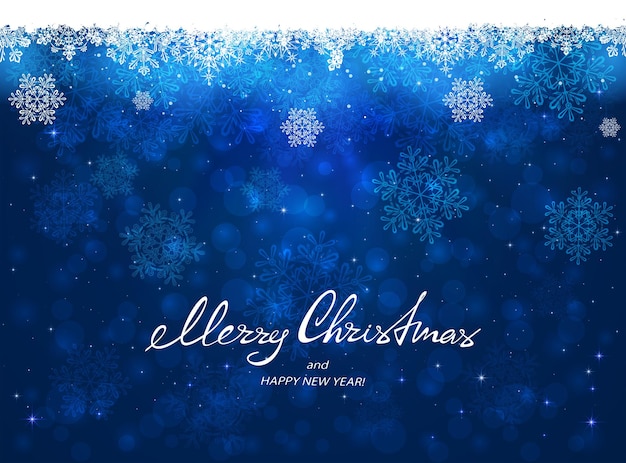 Blue Christmas background with snowflakes