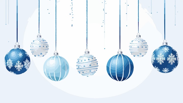青いクリスマスボールが上に青い星がついたストリングにぶら下がっている