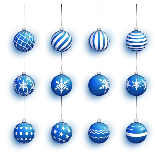 Vector blue christmas ball isolated on white.