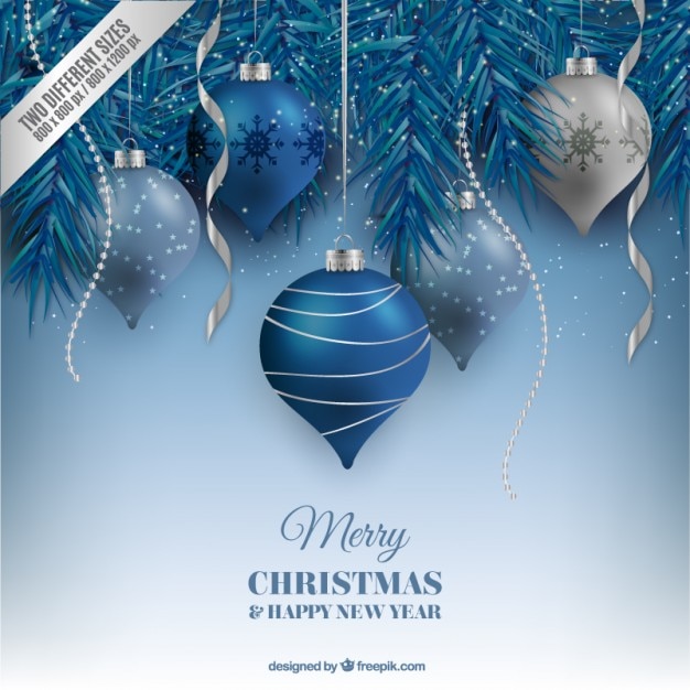 Vector blue christmas balls background