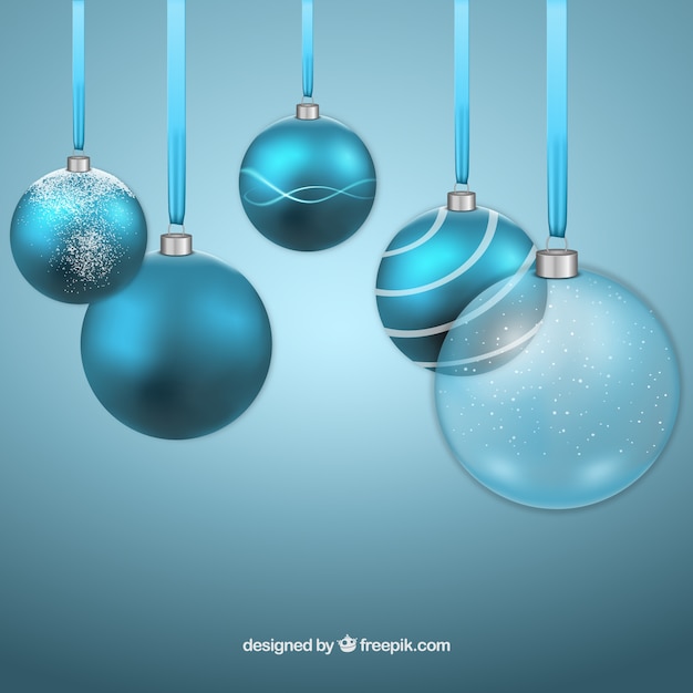 Blue christmas balls background