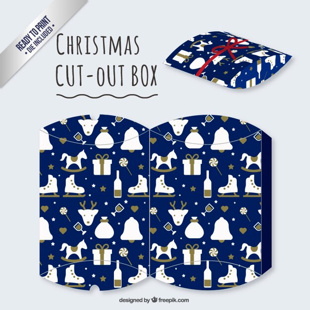 Blue christmas cut out box