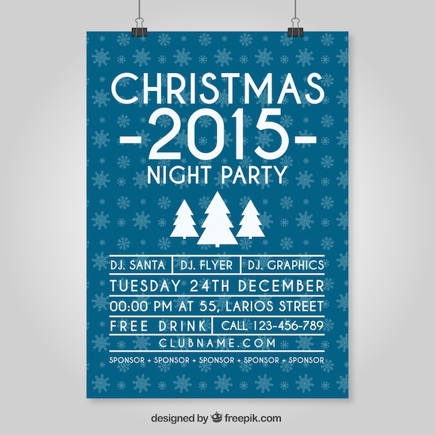 Blue christmas party poster