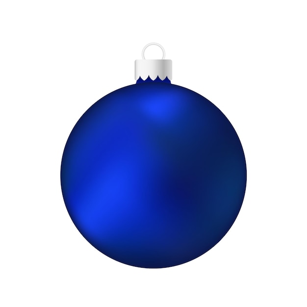 Vector blue christmas tree toy or ball volumetric and realistic color illustration