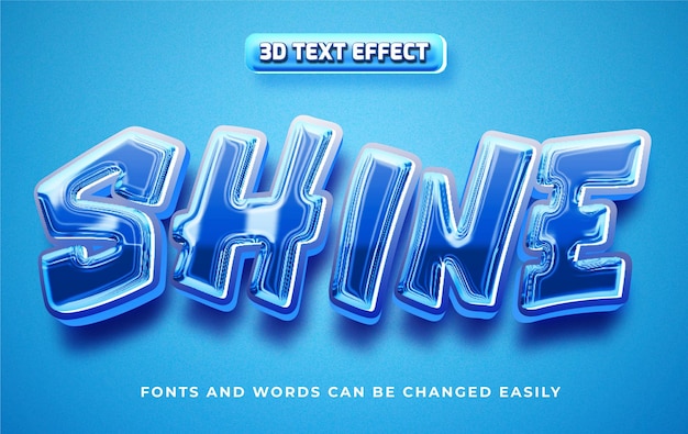 Blue chrome shining 3d editable text effect style