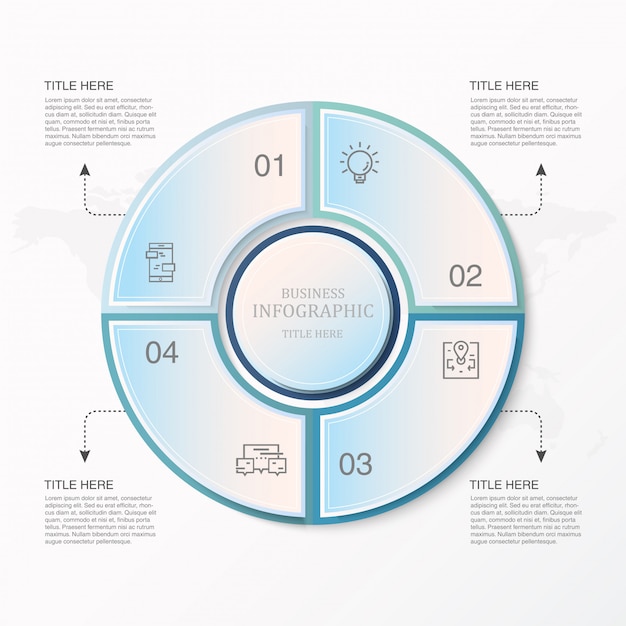 Infographics ed icone blu del cerchio per il concetto attuale di affari.