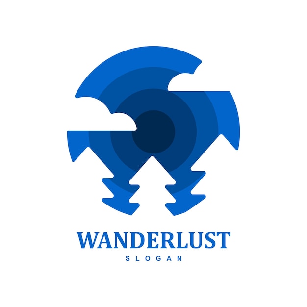 Blue circle pine wanderlust logo design