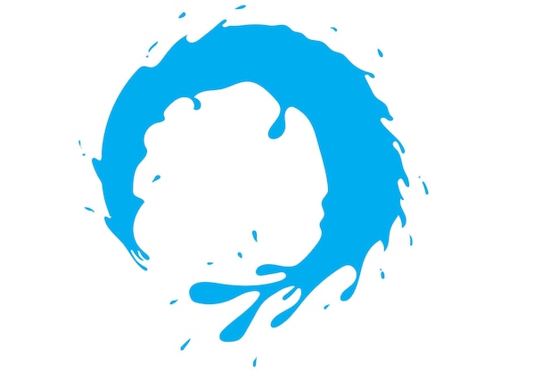 A blue circle with a splash of water in it