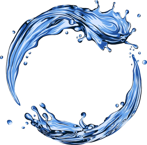 Vector a blue circle with a splash of water