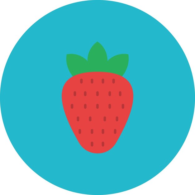 A blue circle with a strawberry on it