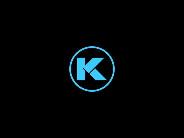 'k'라는 단어가 새겨진 파란색 원