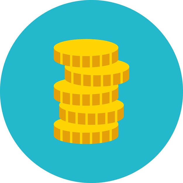 Vector a blue circle with a yellow stack of gold coins