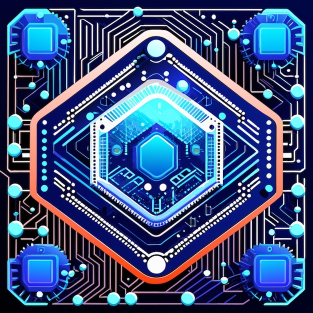 blue circuit board cyber circuit digital circuit qr bar vector illustration