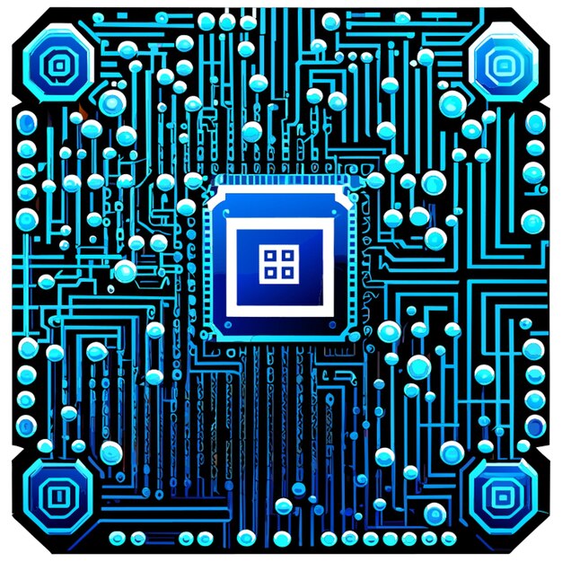 파란색 회로 기판 사이버 회로 디지털 회로 qr 바 벡터 일러스트 레이 션