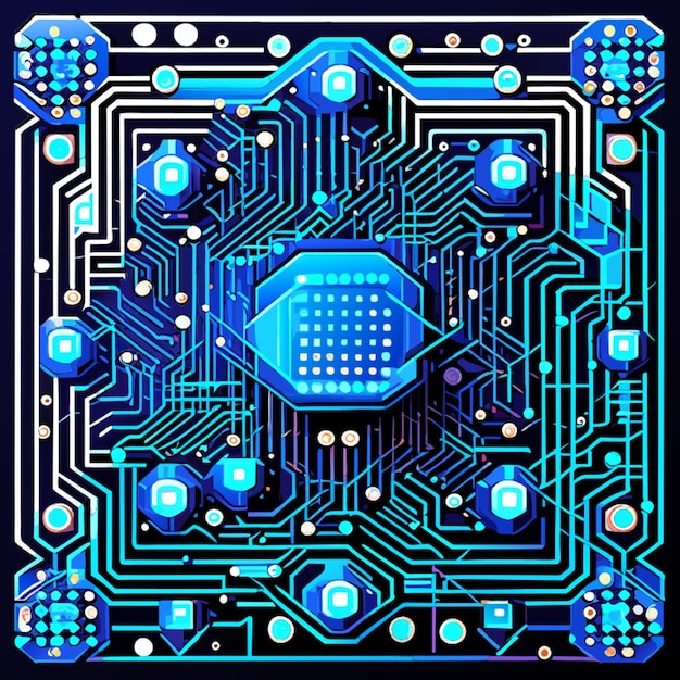 Blue circuit board cyber circuit digital circuit qr bar vector illustration