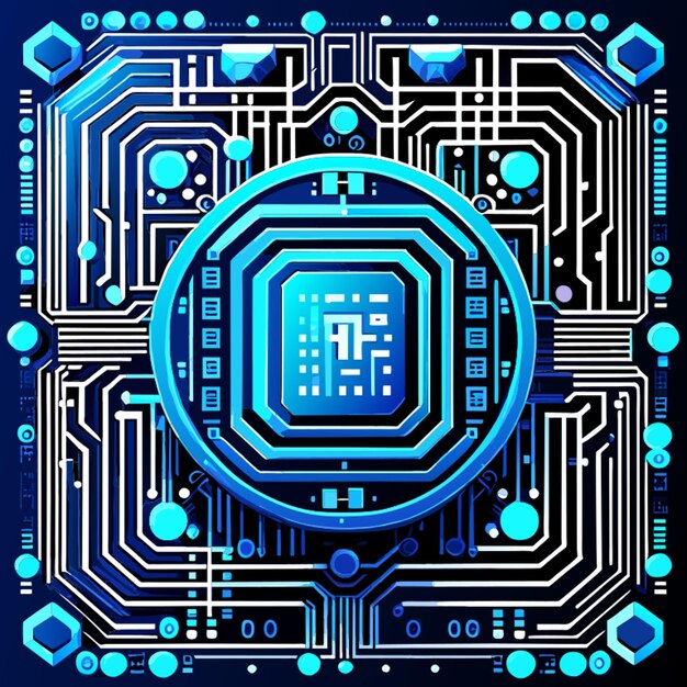 Vector blue circuit board cyber circuit digital circuit qr bar vector illustration