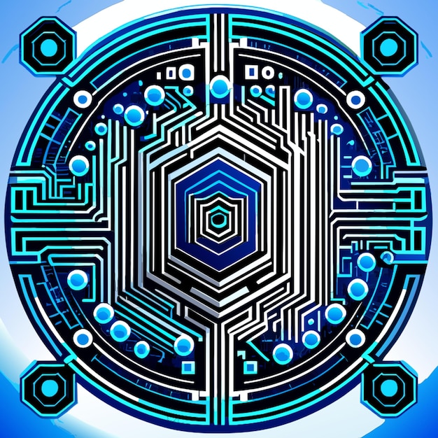 Blue circuit board cyber circuit digital circuit qr bar vector illustration