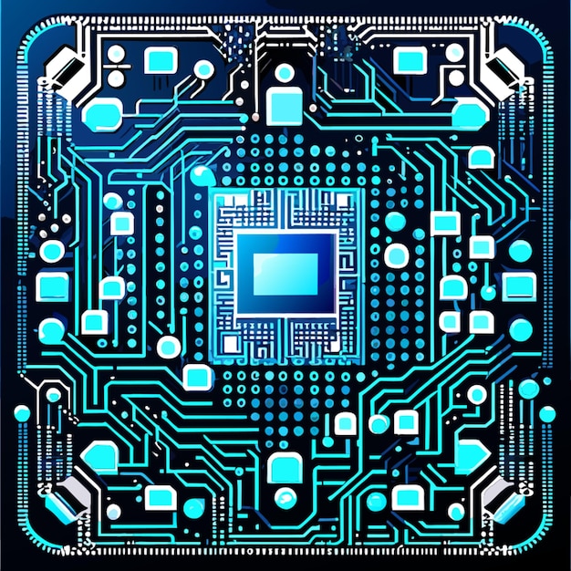 blue circuit board cyber circuit digital circuit qr bar vector illustration