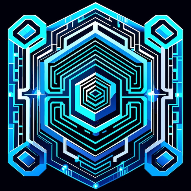 Blue circuit digitalcircuit frame in the squarerelief qr bar sphere vector illustration