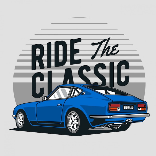 Vector blue classic race car