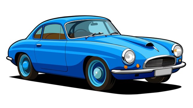 Vettore illustrazione vettoriale blu di auto vintage retro porche pontiac