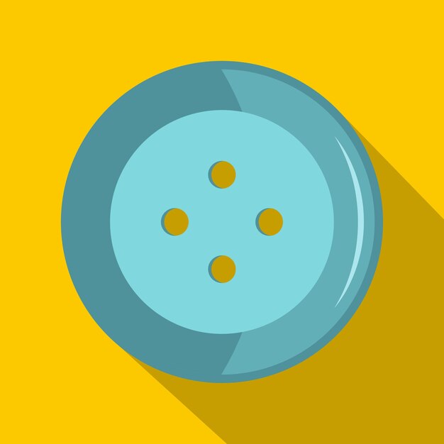 Blue clothing button icon. flat illustration of blue clothing button vector icon for web isolated on yellow background