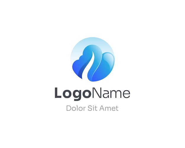 Vector blue cloud data with circle gradient logo