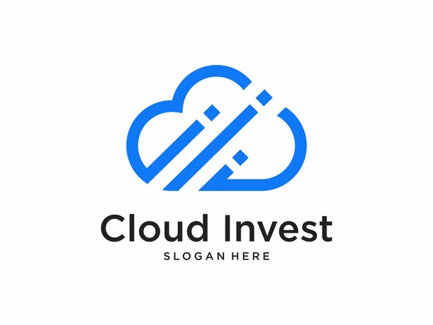 Blue cloud investment data logo with clean design