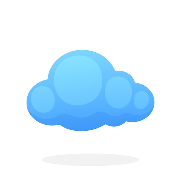 Blue cloud isolated on white background. Vector illustration in flat style. Weather symbol