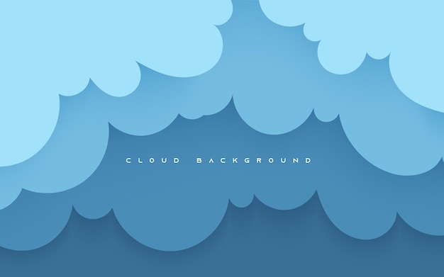 Vector blue cloud papercut background vector