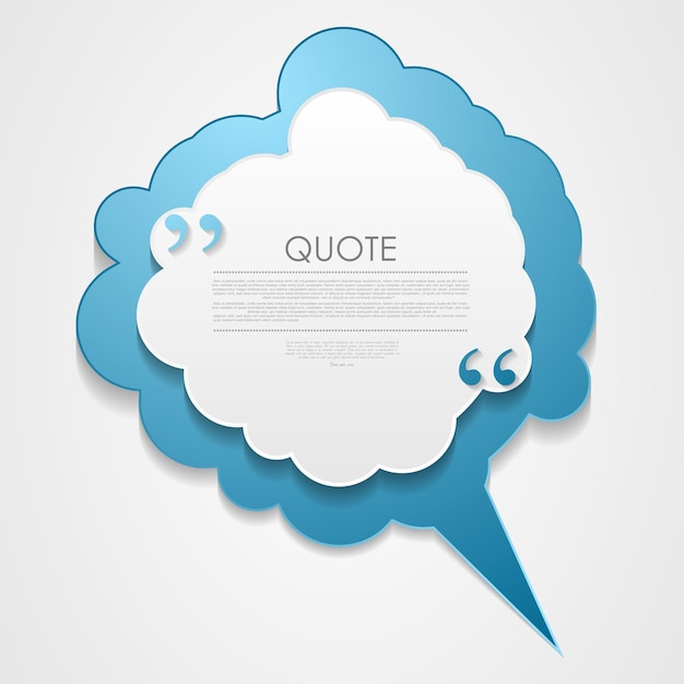 Blue cloud speech bubble with commas quote background