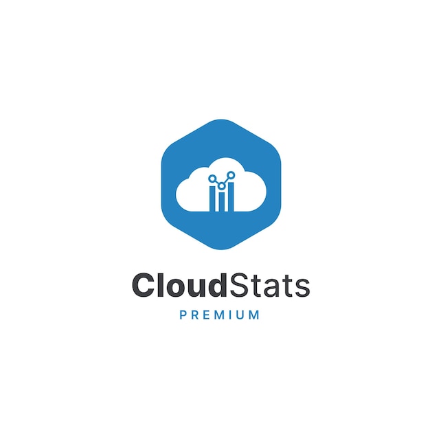 Blue Cloud Stats Logo Design Template