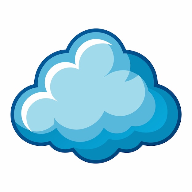 a blue cloud with a blue sky and a white background