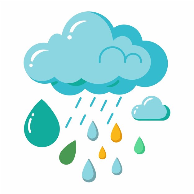 Vector a blue cloud with rain drops on it