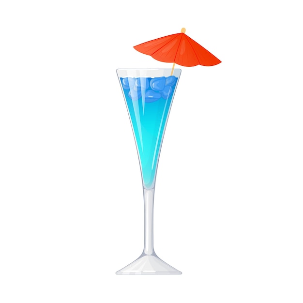 Vector blue cocktail alcoholic drink hand drawn in cartoon style