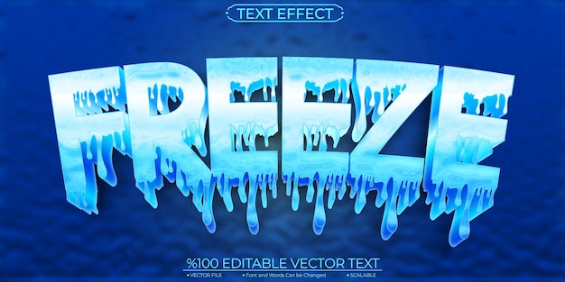 Редактируемый и масштабируемый векторный текстовый эффект Blue Cold Freeze